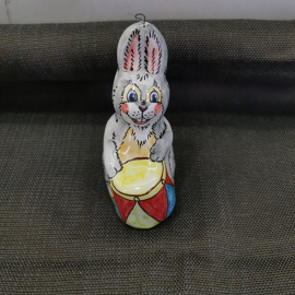Ёлочная игрушка "Заяц с барабаном", керамика
